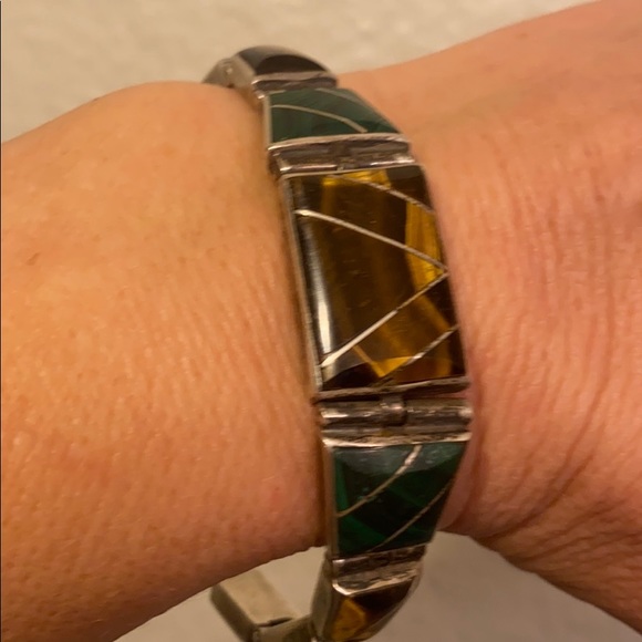 S s tigers eye and malachite stone bracelet - Picture 2 of 6